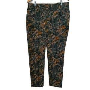 Soft Surroundings Superla Stretch Floral Leaf Abstract Print Pull On Pants